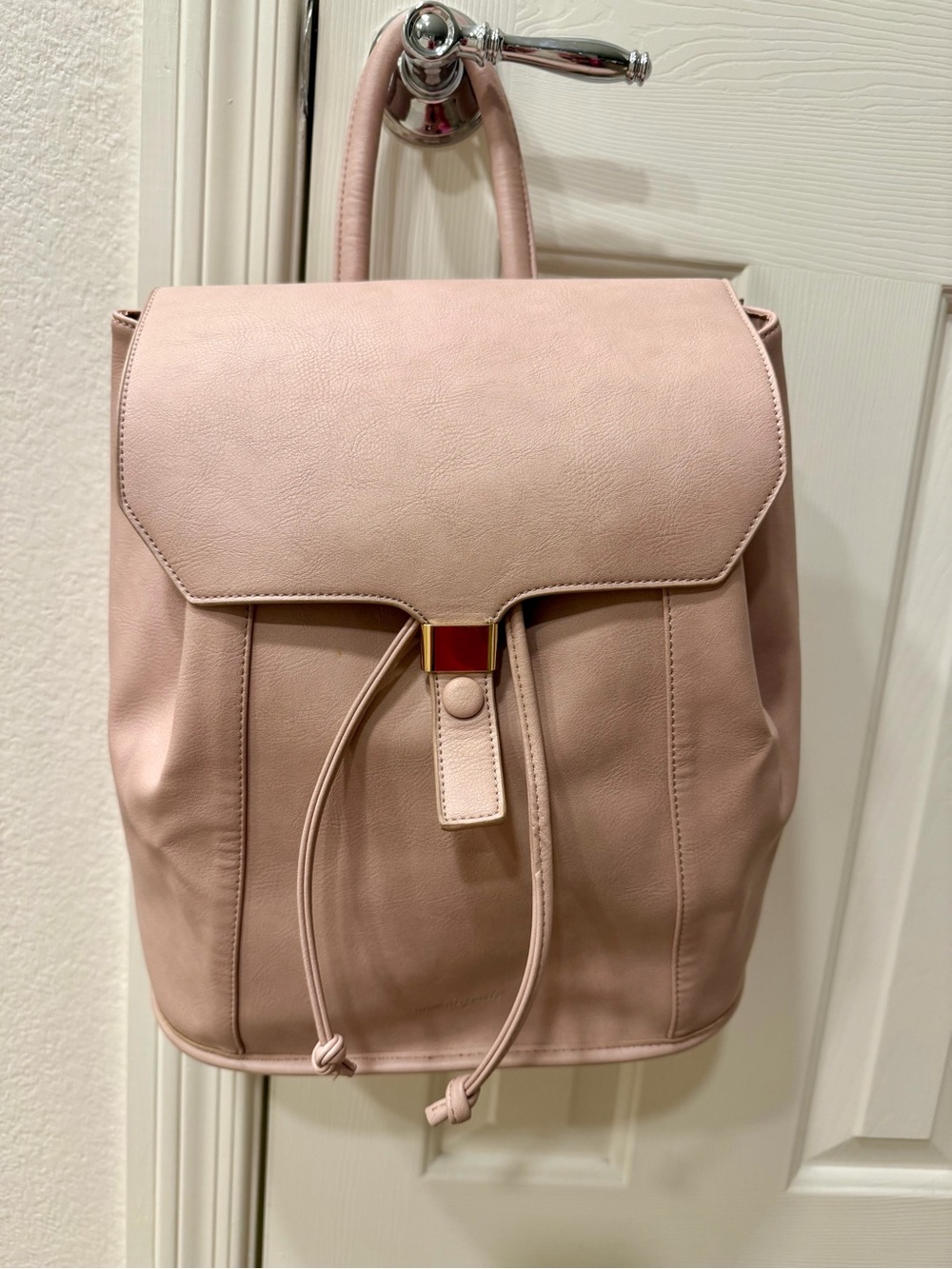 Blush Pink Drawstring Backpack - Women Bags